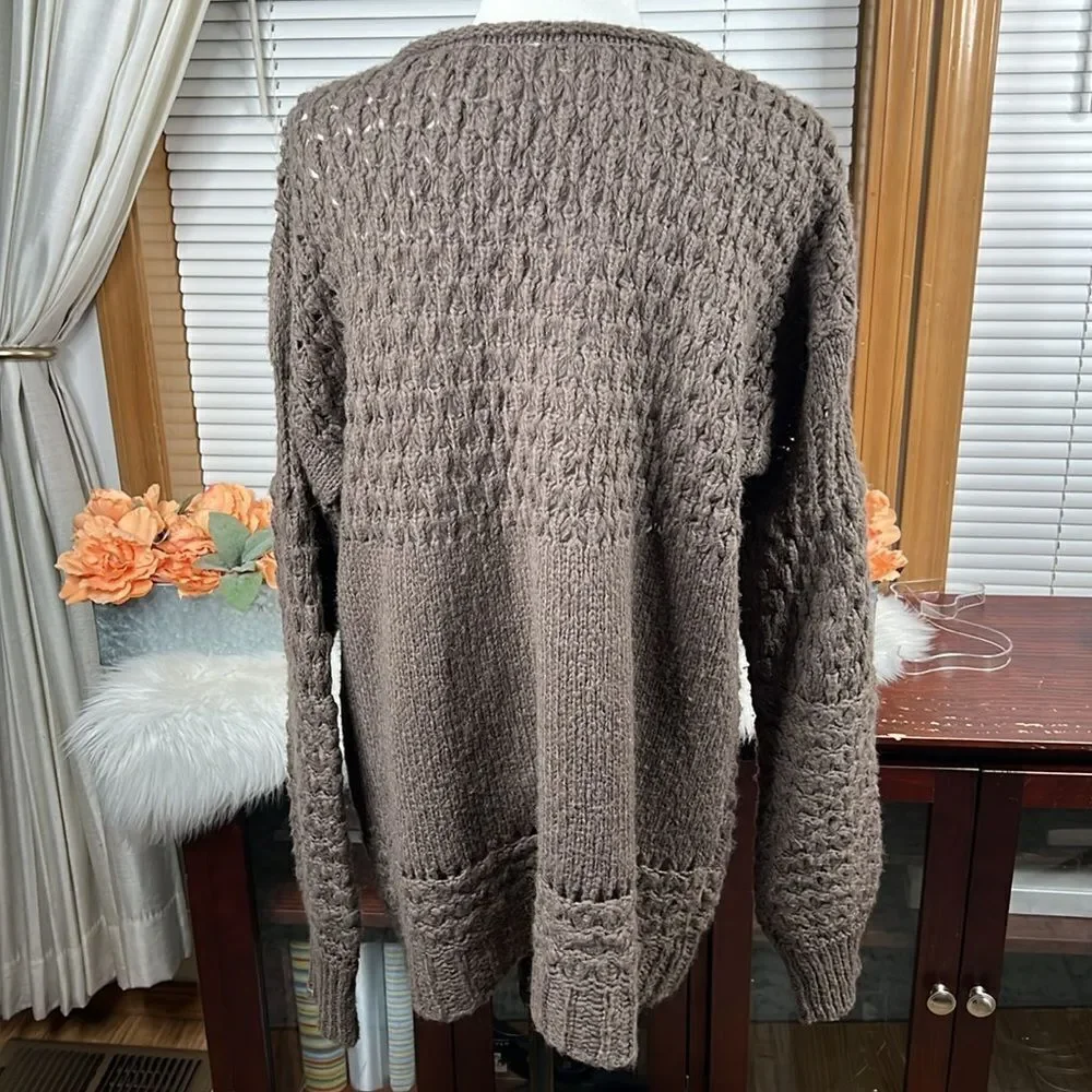 Free People Crashing Waves Pullover in Cocoa Sz Large